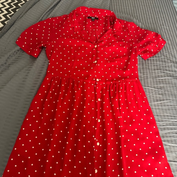 Uniqlo Red Polka Dot Dress with inner - Picture 5 of 7
